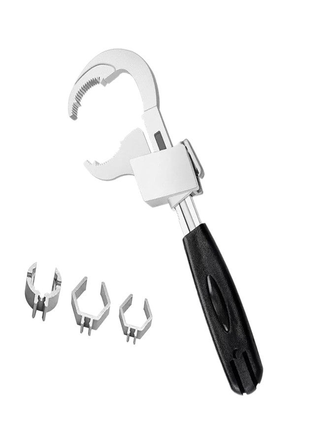 NIKTION Universal Adjustable Double-Ended Wrench, 4 in 1 Multifunctional Faucet Wrench, 27cm/10.6in (Total Length), 11cm/4.3in (Handle Length), Chrome Aluminum Alloy, For Sink Plumbing Tools - Image 1